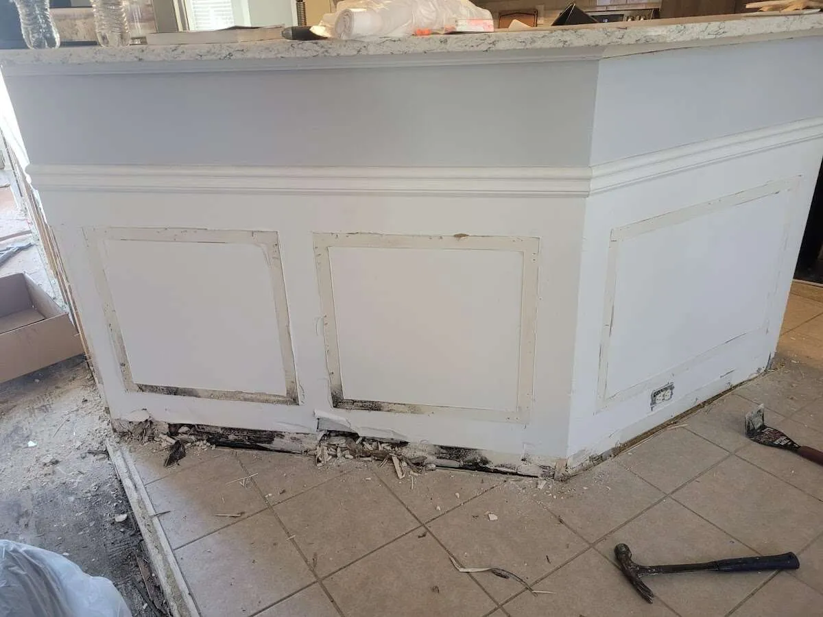 Water damage and mold on kitchen during Storm Damage Restoration in Geneva